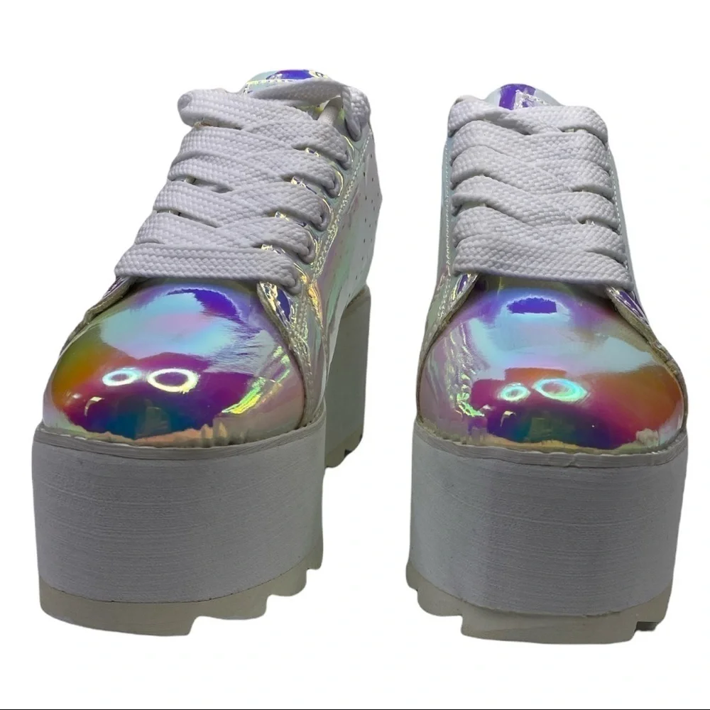 Y.R.U. Nightcall Hologram Iridescent Platform Sneakers Size 7